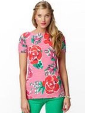 NWT Lilly Pulitzer Lana printed Top🌸 hotty pink just love NWOT size large